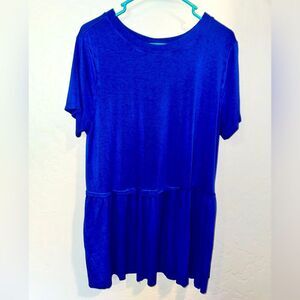 Blue Zenana Premium Tiered Peplum BabyDoll Blouse